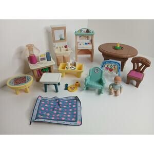 Fisher Price Loving Family Vtg 1999 Lot of 13 Vanity Table Phone Desk Baby *